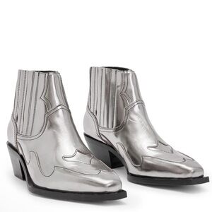 All Saints Jonty Silver Ankle Boots